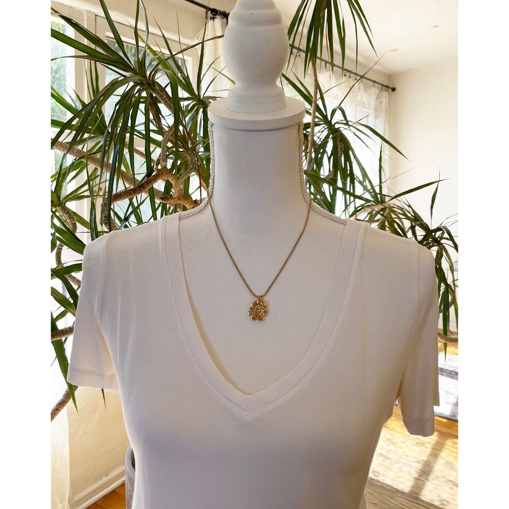 GIVENCHY Eiffel Tower Gold Necklace Vintage Accessory Pendant Logo Rhinestone - Picture 11 of 15